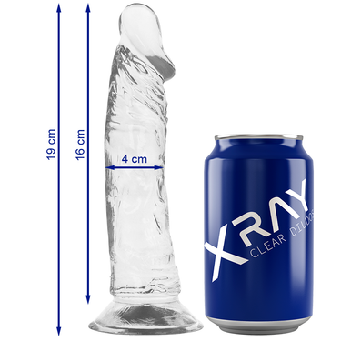 Dildo Trasparente con Base Ventilante per Imbracature, 19 cm